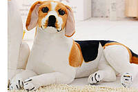 М'яка іграшка реалістична  собака Бігль, довжина 25см