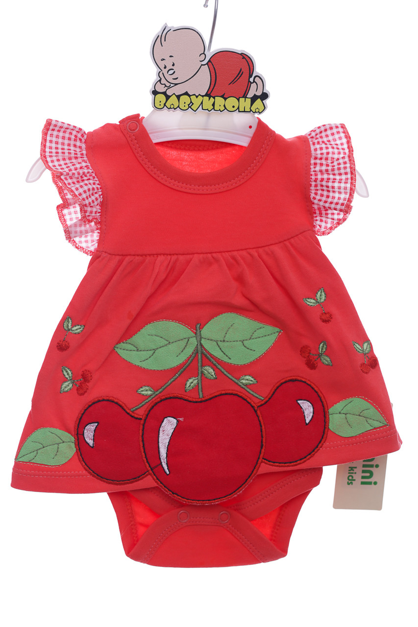 Боді сукня з коротким рукавом для дівчинки червона вишня бавовна MiniPapi