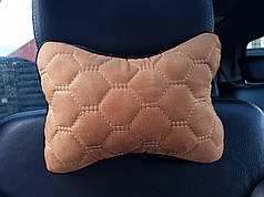 Подушка на підголівник, ЗАМША, колір темно-бежевий
