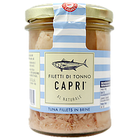 Філе тунця шматочками у власному соці Капрі Capri al naturale 135g/190g 12шт/ящ (Код: 00-00006377)