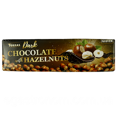 Шоколад чорний з фундуком Торрас Torras dark hazelnuts 300g 14шт/ящ (Код: 00-00005479)