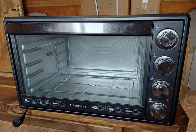 Духовка електрична Liberton LEO-651 Dark Red з грилем і конвекцією підсвічуванням 65 літрів, фото 1