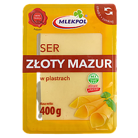 Сир нарізка злотий мазур Млекпол Mlekpol Zloty Mazur 400g 24шт/ящ (Код: 00-00004619)