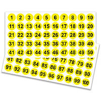 Наклейки с номерами 1-100 (2,5 см)