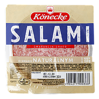 Ковбаса нарізка натуральна салямі Конецьке Konecke salami 150g 16шт/ящ (Код: 00-00006302)