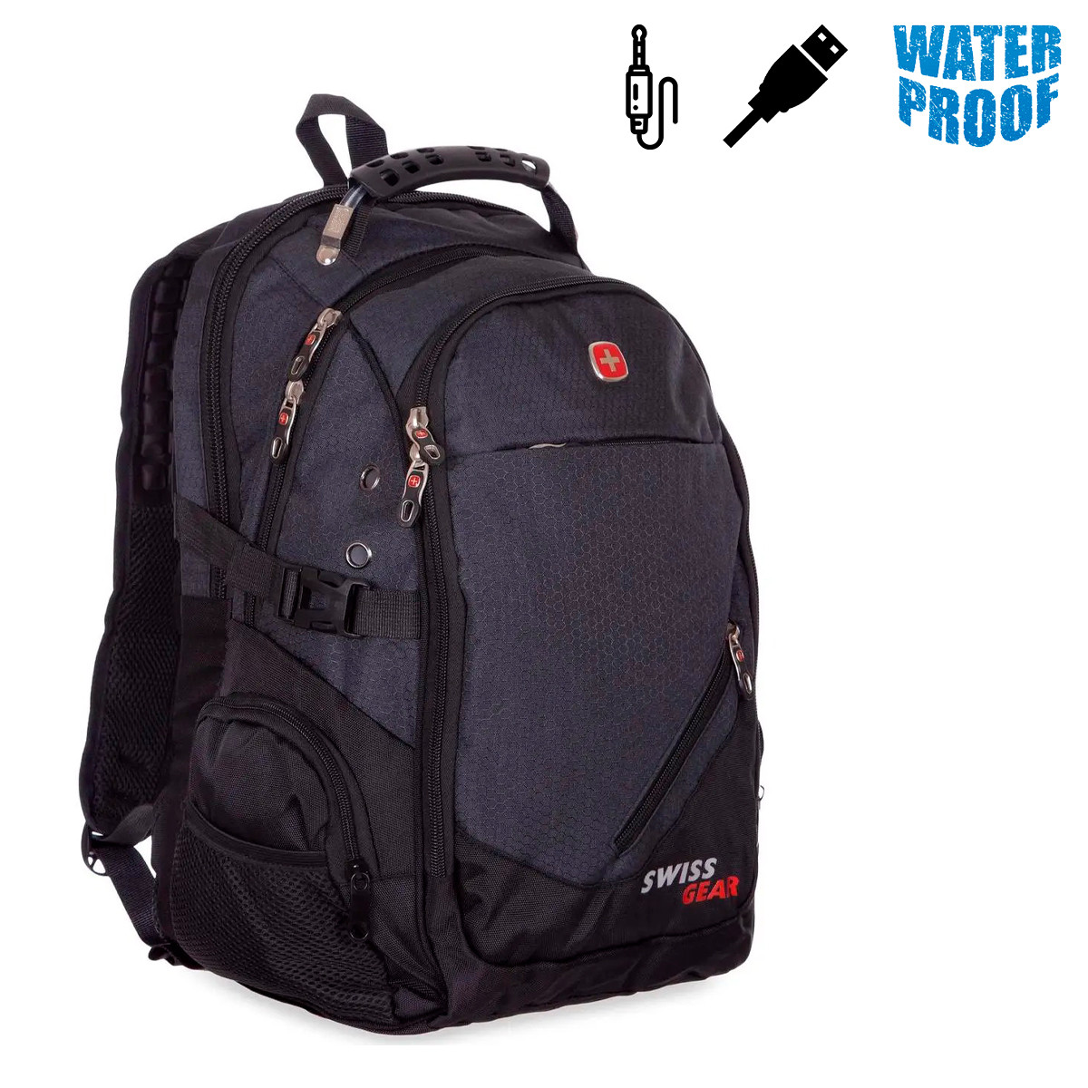 Рюкзак туристический Backpack "1885" на 35л Черный спортивный городской рюкзак с водонепроницаемым чехлом (TS) - фото 4 - id-p1658213973