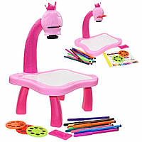 Детский стол проектор для рисования со светодиодной подсветкой / Мольберт-проектор Розовый