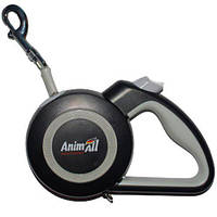 Поводок-рулетка AnimAll Reflector для собак вагою до 50 кг, 5 м, сіро-чорна