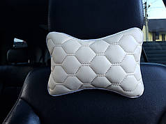 Подушка на підголівник, ЕКОШКІРА, колір кремовий