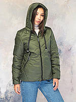 Женская осенняя куртка , удлиненная . Демисезонная женская короткая курточка р-42-56 хаки