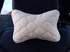 Подушка на підголівник, ЗАМША, колір кремовий