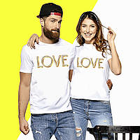 Парні футболки з принтом "Love в золоті" Push IT
