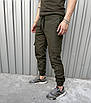 Штани карго чоловічі тактичні хакі завужені штани з накладними кишенями карго на манжеті, фото 4