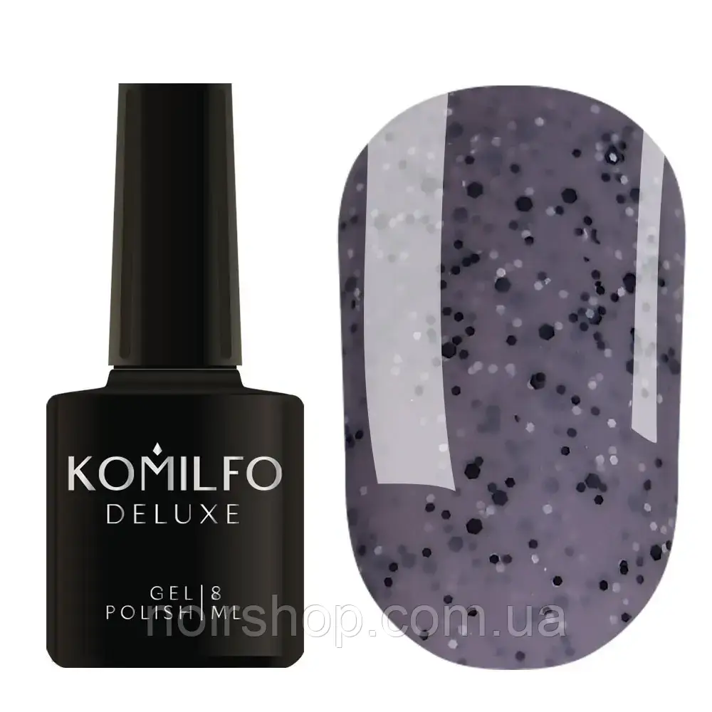 Гель-лак Komilfo Dragon Fruit DF002 (сірий з вкрапленнями), 8 мл