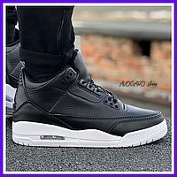 Кроссовки мужские Nike Air Jordan 3 black / Найк аир Джордан 3 черные с белой