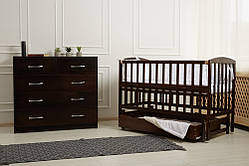 Ліжко VALERI на підшипниках з відкидною боковиною з шухлядою (горіх)