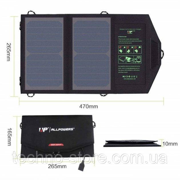 Сонячна панель для заряджання телефонів і павербанків Allpowers 10 W (AP-SP5V10W)