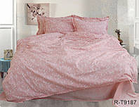 Качественный комплект постельного белья розового цвета из ранфорса T9187