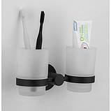 Подвійний стакан для щіток Frap F30208, нержавіюча сталь, чорний, фото 2