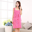 Жіночий мякий банний рушник-халат на кнопках для бані та сауни в кольорах "Зайка", фото 5