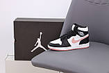 Жіночі кросівки Nike Air Jordan 1 Retro High White/Black/Pink, шкіряні кросівки найк аір джордан 1 ретро хай аїр, фото 2