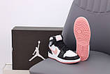 Жіночі кросівки Nike Air Jordan 1 Retro High White/Black/Pink, шкіряні кросівки найк аір джордан 1 ретро хай аїр, фото 4