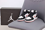 Жіночі кросівки Nike Air Jordan 1 Retro High White/Black/Pink, шкіряні кросівки найк аір джордан 1 ретро хай аїр, фото 3