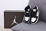 Жіночі кросівки Nike Air Jordan 1 Retro High White/Black/Pink, шкіряні кросівки найк аір джордан 1 ретро хай аїр, фото 6