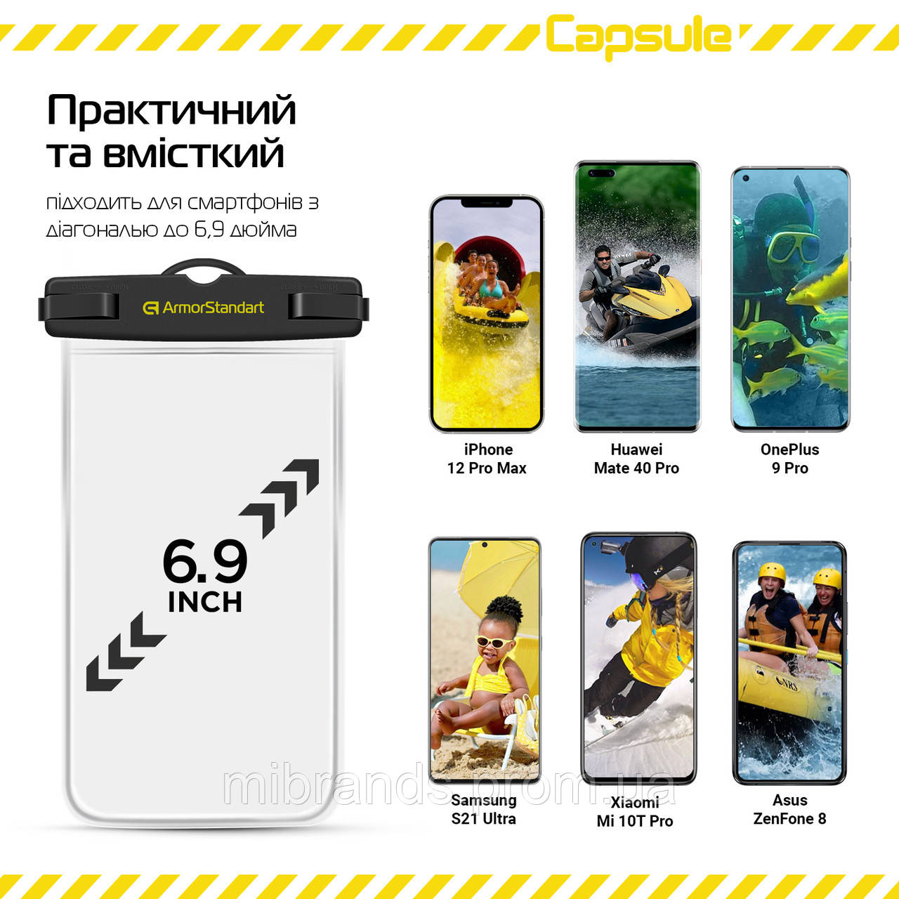 Водонепроницаемый чехол для мобильного телефона и документов Armorstandart Capsule Waterproof Case Black - фото 5 - id-p1658329643