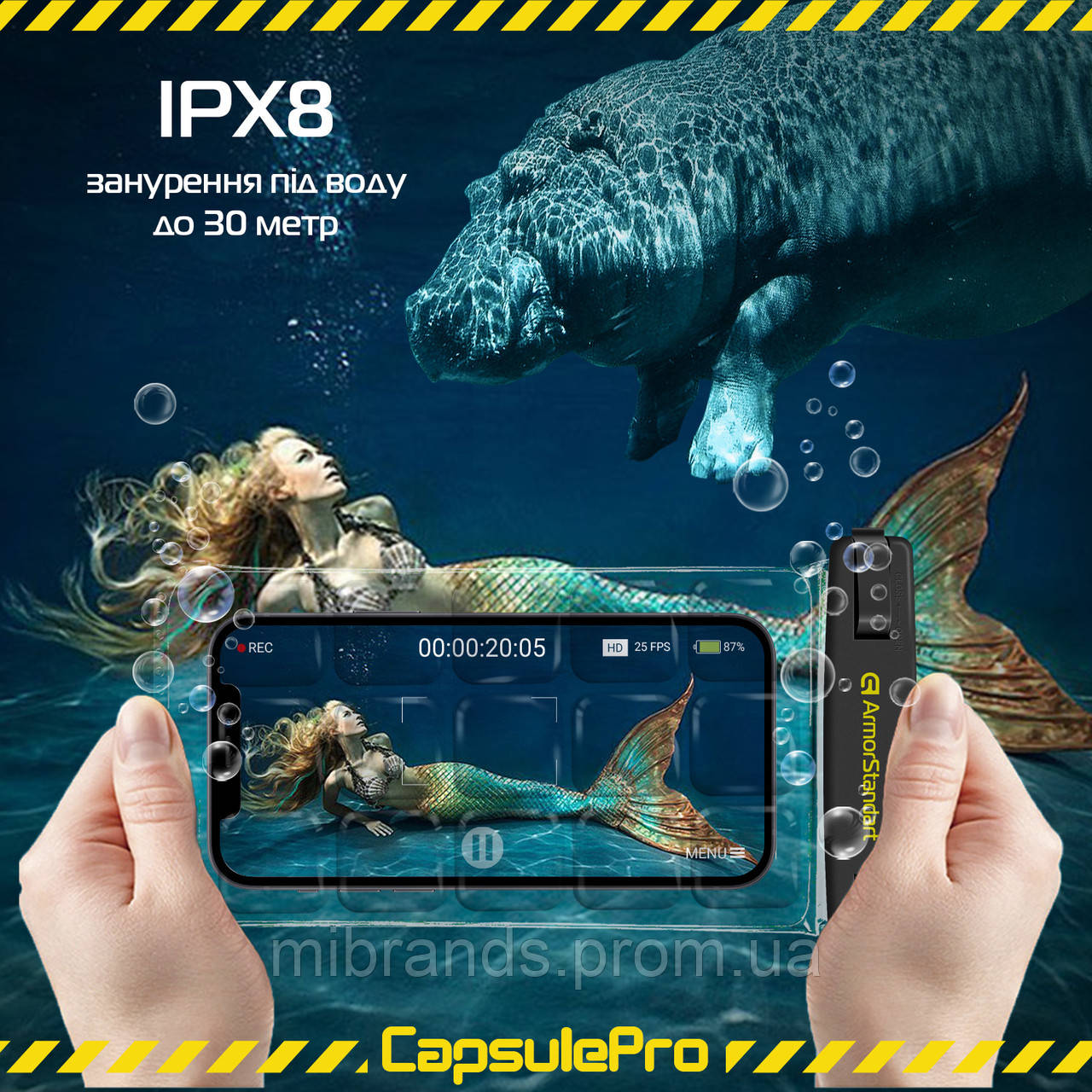 Водонепроницаемый чехол для мобильного телефона Armorstandart CapsulePro Waterproof Floating Case Black - фото 3 - id-p1658329645