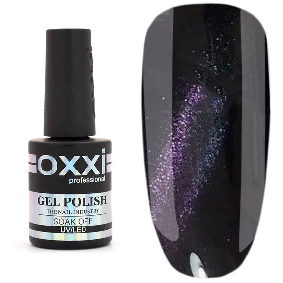 Гель-лак для нігтів Oxxi Professional Magic Cat 5D 10 мл, № 4 коричневий з фіолетовим магнітним відблиском