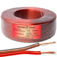 Кабель акустичний 2х0.34 100м прозорий червоно-чорний "Sound Star" CCA