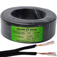 Кабель живлення низьковольтний  2х0.22 100м черный "Sound Star" CCA