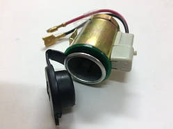 Гніздо металеве під штекер прикурювача з гумовою кришкою і підсвічуванням AG-1018-1 Зелена