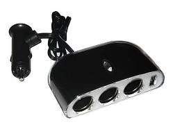 Розгалужувач трійник прикурювача з подовжувачем /USB WF-0032 (940)