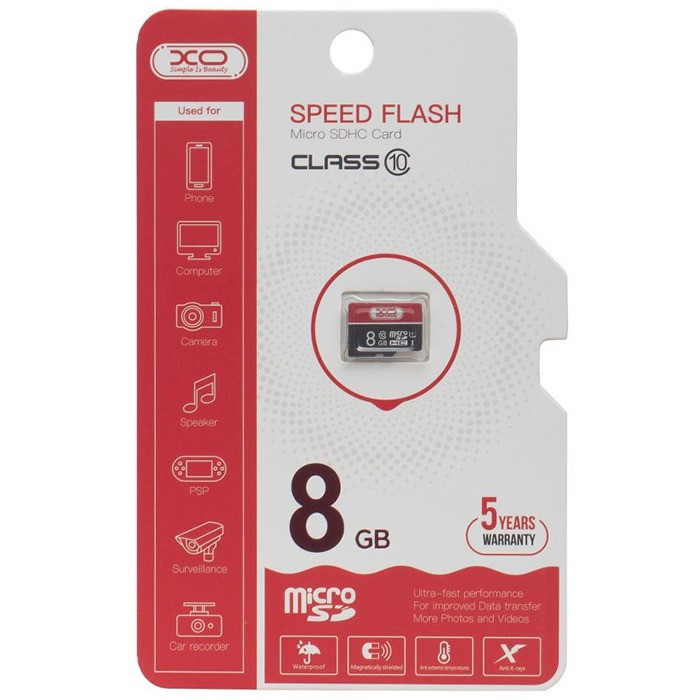 Картка пам'яті Micro  SDHC 8Gb (без адаптера) XO 10 клас, фото 1