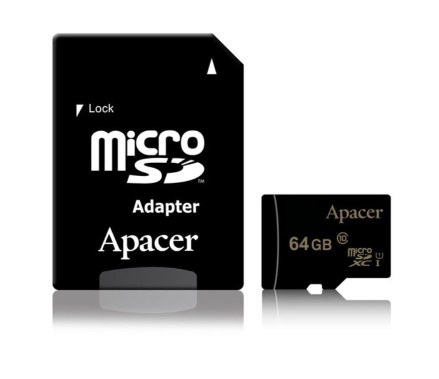 Карта пам'яти Apacer microSDXC 64GB UHS-I U1 Class 10 + SD адаптер, фото 1