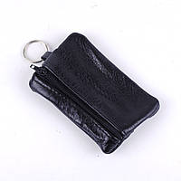 Брелок-Ключница  1 карман  (на молнии)  12х5см /кожа/+1 карман под мелочь (на молнии)/черная