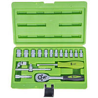 Набор інструментів  17ед. 1/4" (4-13мм+удлин50+трещот45Т+Т-вороток+Викрутка ) "Alloid" (НГ-2017П)