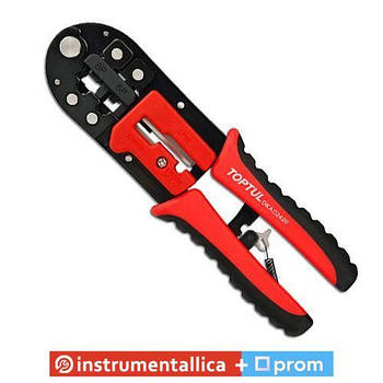 Кліщі для обтискання RJ11/RJ12/RJ45 і зняття ізоляції тріскачкові DKAC2420 Toptul
