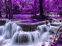 Алмазная вышивка. Набор "Лесной водопад" 30*40 см, полная выкладка, 36 цветов