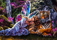 Алмазная вышивка. Набор "Бабочка с тигром" 71*50 см, полная выкладка, 35 цветов