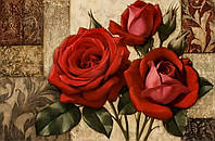 Алмазная вышивка.  Набор "Красные винтажные розы 2"  76*50 см, полная выкладка, 35 цветов