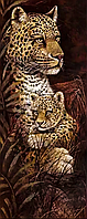 Алмазная вышивка. Набор "Леопарды" 45*113 см, полная выкладка, 30 цветов