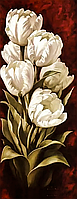Алмазная вышивка. Набор "Винтажные белые тюльпаны" 50*129 см, полная выкладка, 35 цветов