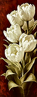 Алмазная вышивка. Набор "Винтажные белые тюльпаны 2" 40*103 см, полная выкладка, 32 цвета