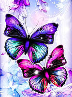Алмазная вышивка. Набор "Лиловые бабочки" 52*70 см, полная выкладка, 30 цветов