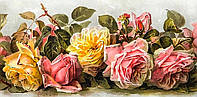 Алмазная вышивка. Набор "Панель с розами" 92*45 см, полная выкладка, 47 цветов