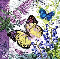 Алмазная вышивка. Набор алмазной мозаики "Лавандовые бабочки" 42*41 см, полная выкладка, 33 цвета