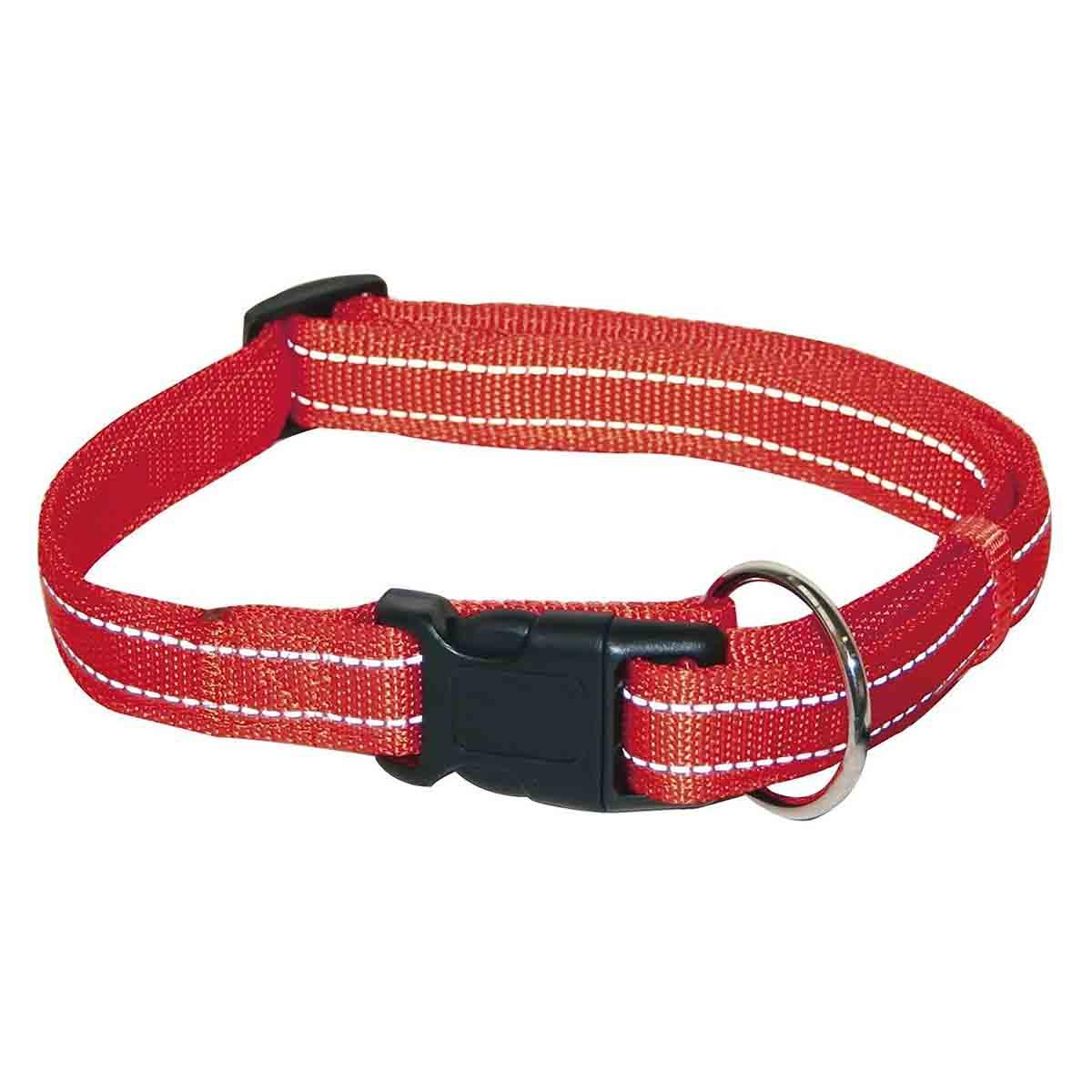 Нашийник SOFT REFLECTIVE світловідбиваючий, м'який, червоний, нейлон, 35-55х2см